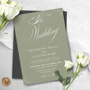 Timeless Elegance Sage Green Wedding Invitation