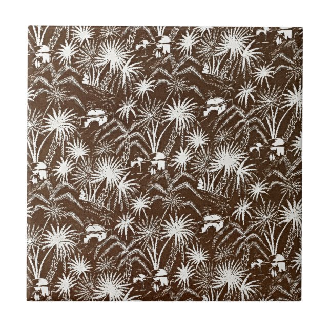 Timeless Elegance - Vintage White Palm Trees Tile (Front)