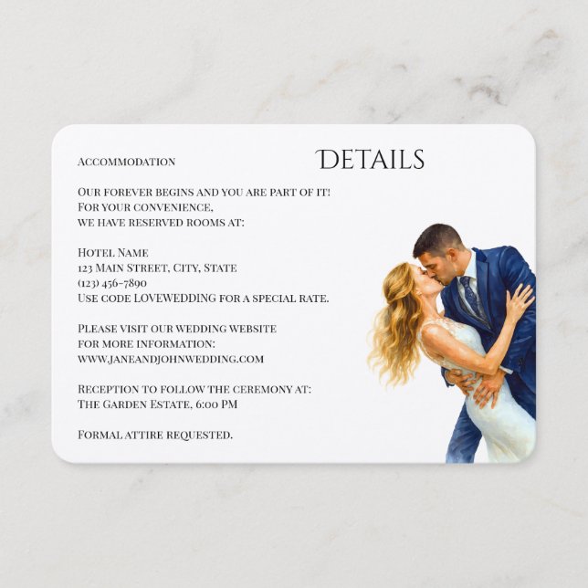 Timeless Elegance Wedding Golden Romance Couple Enclosure Card (Front)