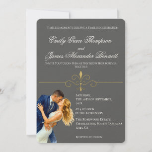 Timeless Elegance Wedding Golden Romance Couple Invitation