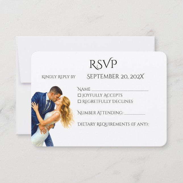 Timeless Elegance Wedding Golden Romance Couple RSVP Card (Front)