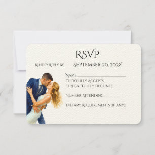 Timeless Elegance Wedding Golden Romance Couple RSVP Card