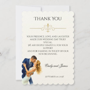 Timeless Elegance Wedding Golden Romance Couple Thank You Card
