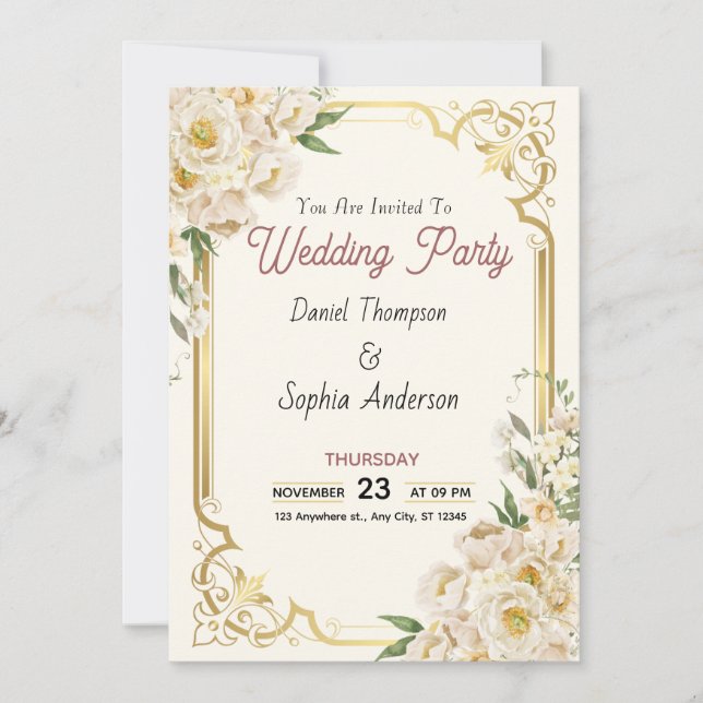 Timeless Elegance Wedding Invitation (Front)