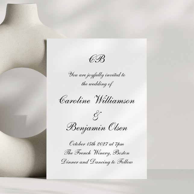 Timeless Elegant Black and White Script Minimalist Invitation (Creator Uploaded)