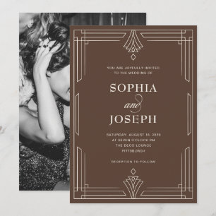 Timeless Elegant Brown Photo Wedding Invitation