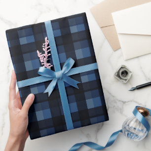 Timeless Elegant Classic Blue Plaid Wrapping Paper