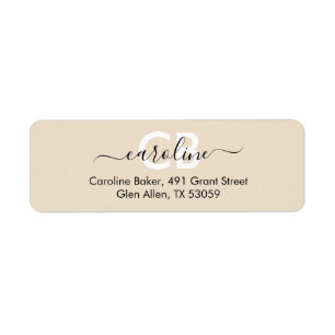 Timeless - Elegant Cream Monogram Address Label