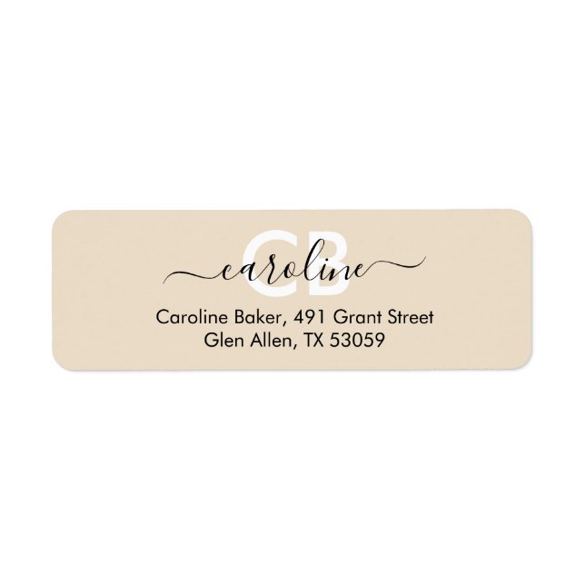 Timeless - Elegant Cream Monogram Address Label (Front)