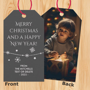 Timeless - Elegant Grey Christmas Photo Gift Tags