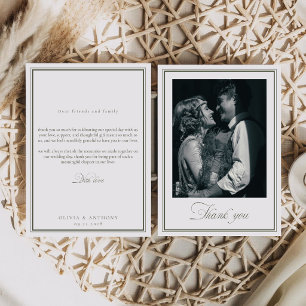 Timeless Elegant Old Money Vertical Photo Wedding Thank You Card