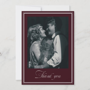 Timeless Elegant Red Wine Vertical Photo Wedding Thank You Card