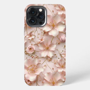 Timeless Elegant Soft Pink Floral Pattern iPhone 13 Pro Max Case