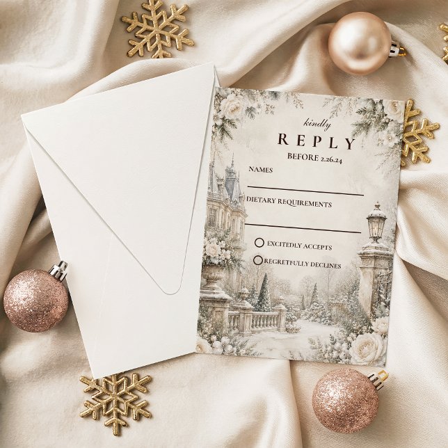 Timeless Elegant Winter Wedding RSVP Card (Creator Uploaded)