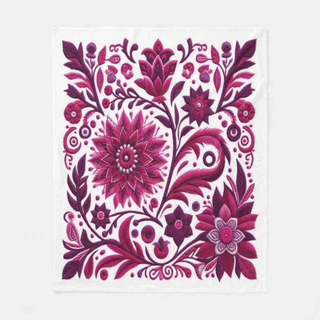 Timeless Embroidery #8 Fleece Blanket (Front)