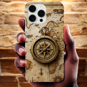 Timeless Explorer: Classic Compass and Antique Map iPhone 16 Pro Max Case