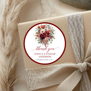Timeless Fall Maroon Floral Wedding Sticker