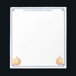 Timeless Fall Orange Pumpkin | A Note From<br><div class="desc">Classic with a notepad design that you can personalise with your own text including a name. The design features a Greek Key corner border with classic watercolor orange pumpkins in the bottom left and bottom right corners. These were originally handpainted by me before being scanned into digital form. Please note...</div>