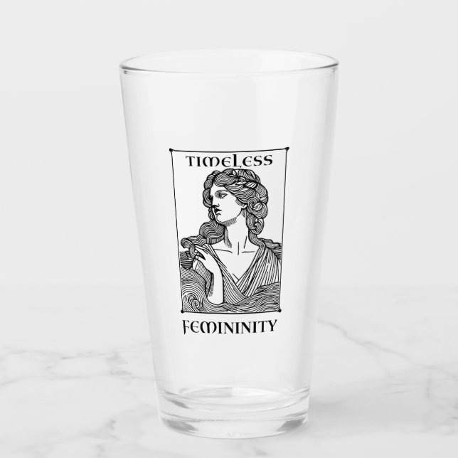 “Timeless Femininity”  Elegant Etched 16 oz. Glass (Front)