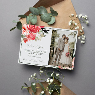 Timeless Floral Blush Red Greenery Classic Wedding Save The Date