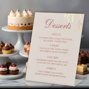 Timeless Floral Rustic Dessert Menu Wedding  Pedestal Sign