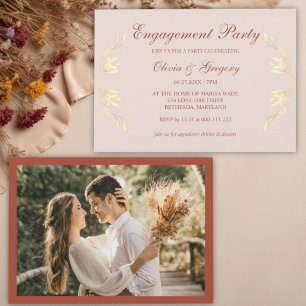 Timeless Floral Rustic in Blue Engagement Invitation