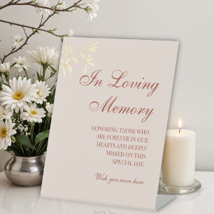 Timeless Floral Rustic In Loving Memory Pedestal Sign