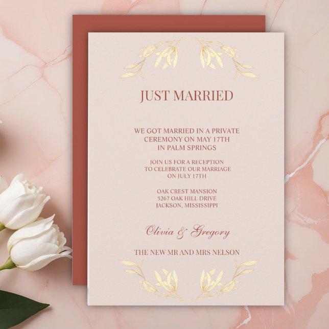Timeless Floral Rustic Just Married Invitation (Creator Uploaded)