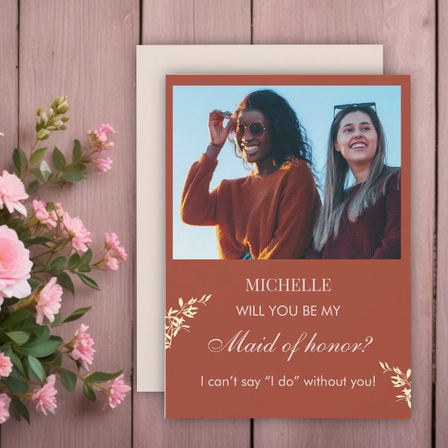 Timeless Floral Rustic  Maid of Honour proposal Invitation (Creator Uploaded)