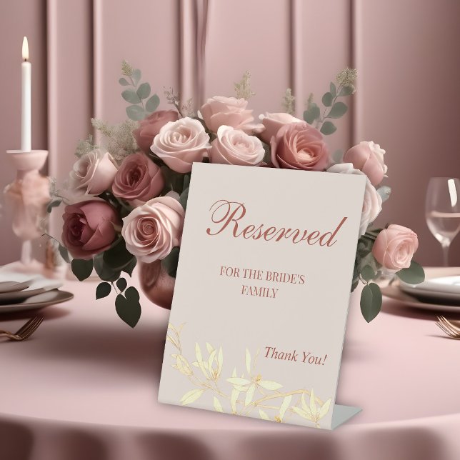 Timeless Floral Rustic Reserved for the family  Pedestal Sign (Creator Uploaded)