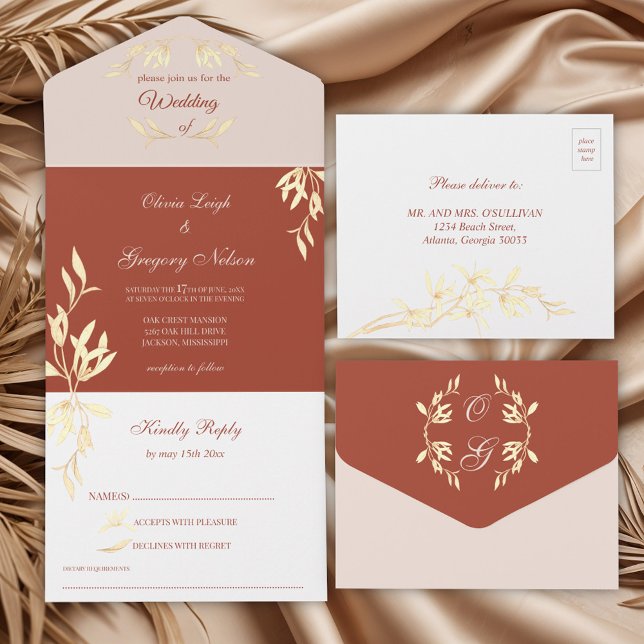 Timeless Floral Rustic Wedding All In One Invitation (Creator Uploaded)