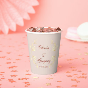 Timeless Floral Rustic Wedding  Paper Cups