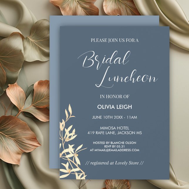 Timeless Floral Symphony in Blue Bridal Luncheon Invitation (Creator Uploaded)