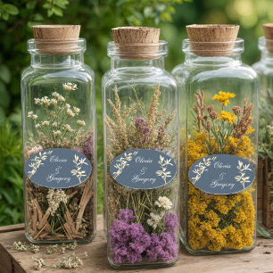 Timeless Floral Symphony in Blue  Oval Sticker