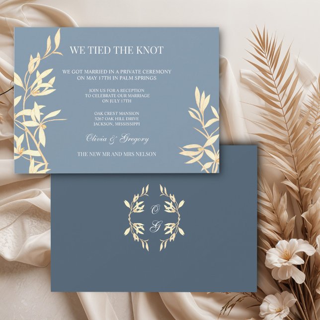 Timeless Floral Symphony in Blue We tied the knot Invitation (Creator Uploaded)