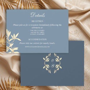 Timeless Floral Symphony in Blue Wedding  Enclosure Card