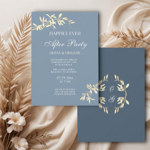 Timeless Floral Symphony in Blue Wedding Invitation