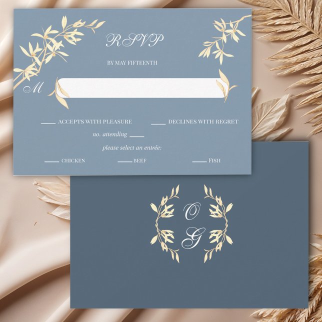 Timeless Floral Symphony in Blue Wedding RSVP Card (Creator Uploaded)