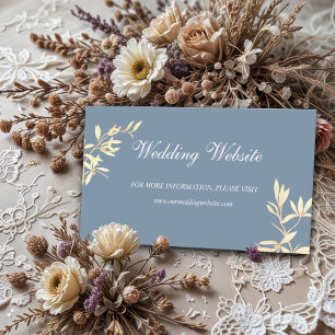Timeless Floral Symphony in Blue Wedding Website Enclosure Card