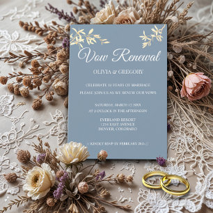 Timeless Floral Symphony in Vow Renewal Invitation