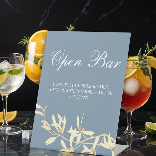 Timeless Floral Symphony Open Bar  Pedestal Sign (Creator Uploaded)