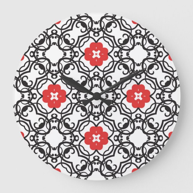 Timeless Floral Vintage: Seamless Classic Large Clock (Front)