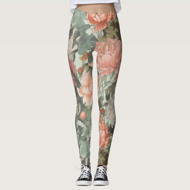 Timeless Floral Waltz | meditation taoism | Yoga Leggings (Front)