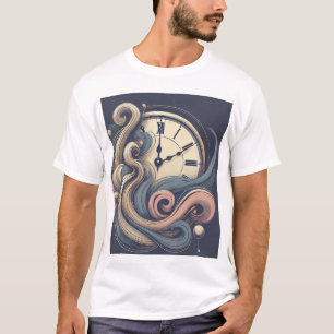 Timeless Flow – Unique Clock-Themed T-Shirt Design