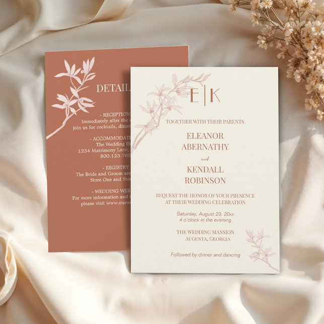 Timeless Flower Monogram All In One Wedding Invita Invitation (Creator Uploaded)