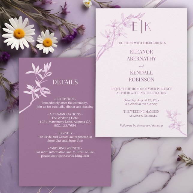 Timeless Flower Monogram All In One Wedding Invita Invitation (Creator Uploaded)