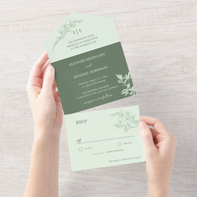 Timeless Flower Monogram Wedding  All In One Invitation (Tearaway)