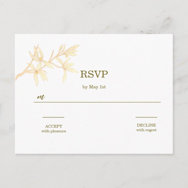 Timeless Flower QR Code Wedding RSVP   Postcard (Front)
