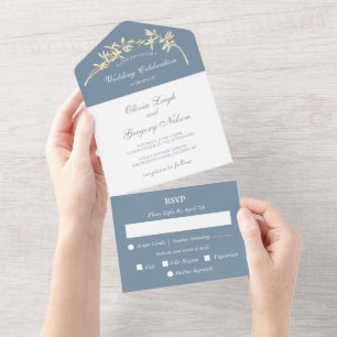 Timeless Flower Wedding All In One All In One Inv Invitation