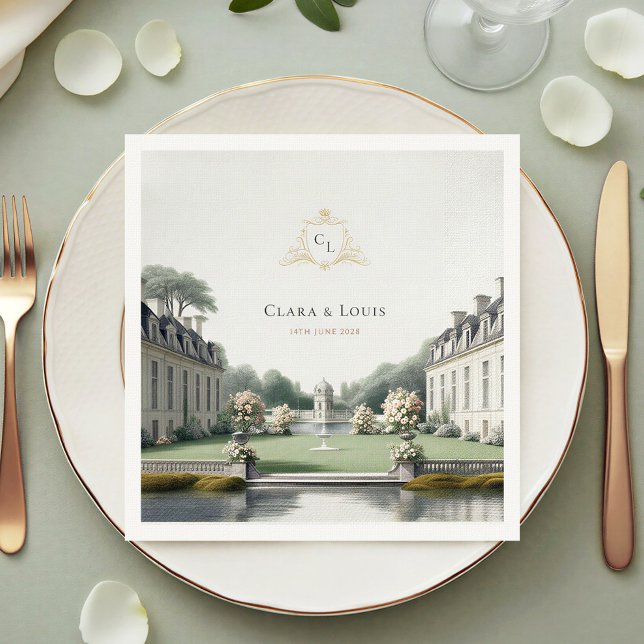 Timeless Garden | French Château Monogram Wedding Napkin (Creator Uploaded)